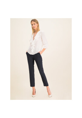 Manila Grace Блуза Con Rouche C134XJ Бял Relaxed Fit - Pepit.bg