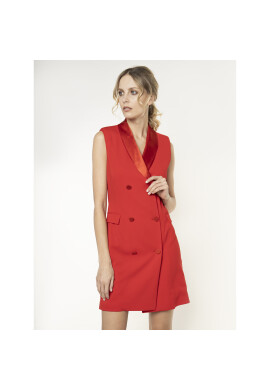 Manila Grace Коктейлна рокля A083PU Червен Regular Fit - Pepit.bg