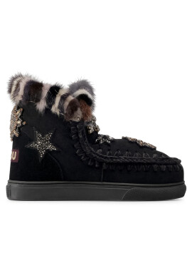 Mou Обувки Eskimo Sneaker Star Patch&Mink FW111006A Черен - Pepit.bg