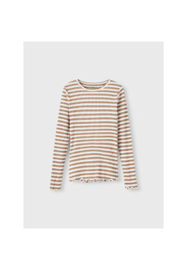 NAME IT Блуза 13206674 Бежов Slim Fit - Pepit.bg