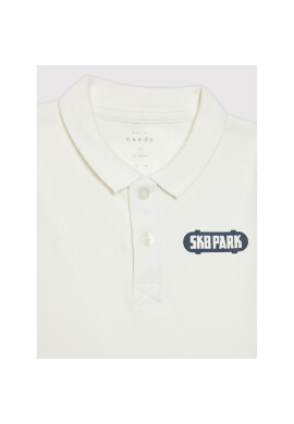 NAME IT Тениска с яка и копчета 13200330 Бял Regular Fit - Pepit.bg