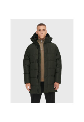 Only & Sons Пухено яке Carl Long 22020156 Зелен Regular Fit - Pepit.bg