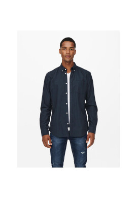 Only & Sons Риза 22019669 Тъмносин Slim Fit - Pepit.bg