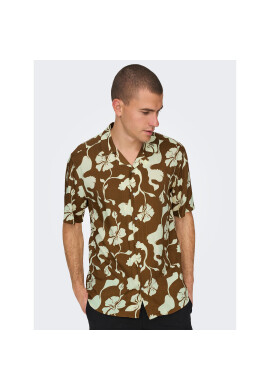Only & Sons Риза 22024907 Кафяв Regular Fit - Pepit.bg