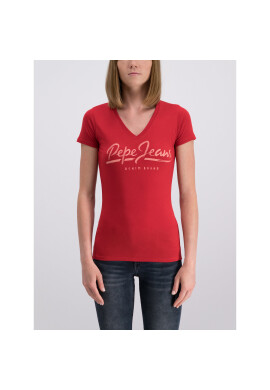 Pepe Jeans Тишърт Andrea PL504165 Червен Longline Fit - Pepit.bg