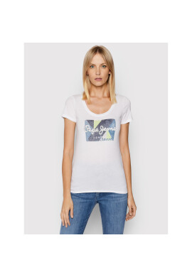 Pepe Jeans Тишърт Dafne PL505058 Бял Regular Fit - Pepit.bg