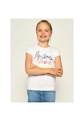Pepe Jeans Тишърт Farrah PG502441 Бял Regular Fit - Pepit.bg