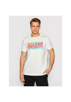Pepe Jeans Тишърт Mark PM507768 Бял Regular Fit - Pepit.bg