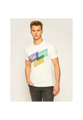 Pepe Jeans Тишърт Morrison PM507291 Бял Slim Fit - Pepit.bg