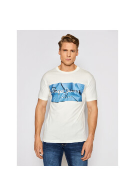 Pepe Jeans Тишърт Raury PM506480 Бял Slim Fit - Pepit.bg