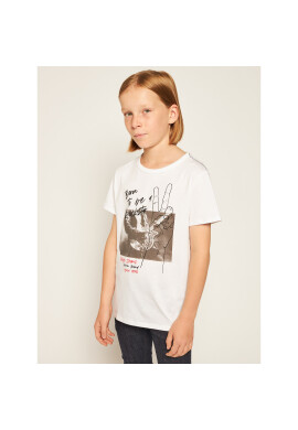 Pepe Jeans Тишърт Troy PB502704 Бял Regular Fit - Pepit.bg