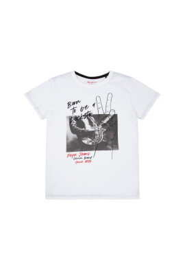 Pepe Jeans Тишърт Troy PB502728 Бял Regular Fit - Pepit.bg