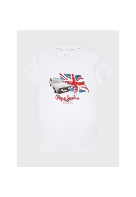 Pepe Jeans Тишърт Troy Tee PB503534 Бял Regular Fit - Pepit.bg