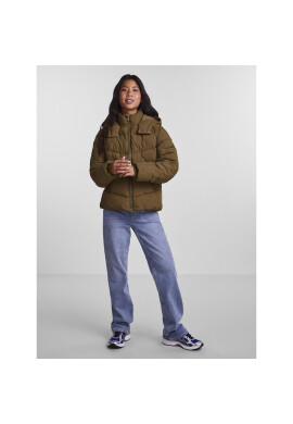 Pieces Пухено яке Jamilla 17126620 Зелен Regular Fit - Pepit.bg