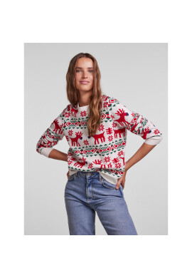 Pieces Пуловер Xmas 17130539 Бял Regular Fit - Pepit.bg