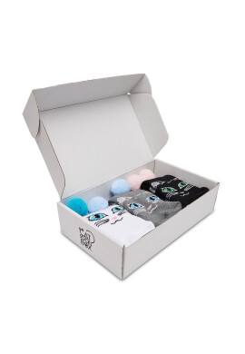 Rainbow Socks Комплект 3 чифта дълги чорапи дамски Cat Socks Box White Grey Black Черен - Pepit.bg