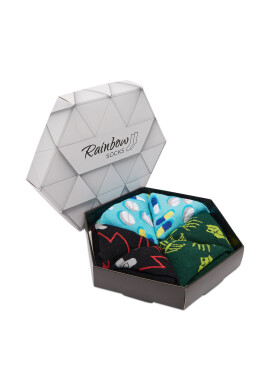 Rainbow Socks Комплект 3 чифта дълги чорапи мъжки Box Doctor Зелен - Pepit.bg