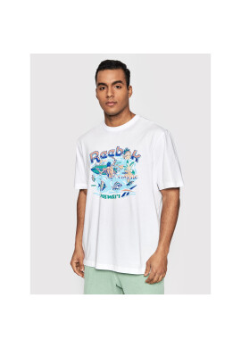Reebok Тишърт Classics Destination HB1195 Бял Loose Fit - Pepit.bg