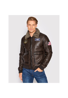 Serge Pariente Кожено яке Pilot Badges Кафяв Regular Fit - Pepit.bg