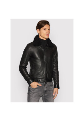 Serge Pariente Кожено яке Random Shearling Collar Черен Regular Fit - Pepit.bg