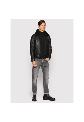 Serge Pariente Кожено яке Random Shearling Collar Черен Regular Fit - Pepit.bg