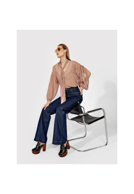Simple Блуза KOD009 Кафяв Relaxed Fit - Pepit.bg