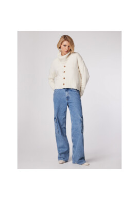 Simple Кардиган SWD512-03 Бял Relaxed Fit - Pepit.bg