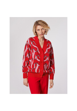 Simple Кардиган SWD514-01 Червен Relaxed Fit - Pepit.bg