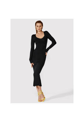 Simple Плетена рокля SUD043 Черен Slim Fit - Pepit.bg