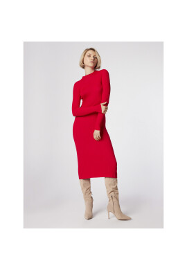 Simple Плетена рокля SUD507-02 Червен Slim Fit - Pepit.bg