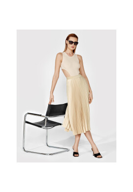 Simple Плисирана пола SDD004 Бежов Regular Fit - Pepit.bg