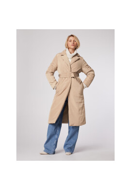 Simple Пухено яке PLD515-02 Бежов Slim Fit - Pepit.bg