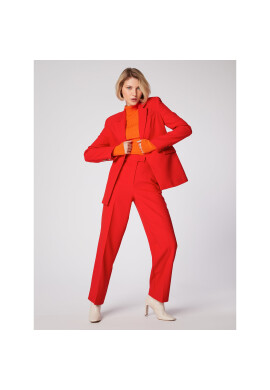 Simple Текстилни панталони SPD504-02 Червен Relaxed Fit - Pepit.bg