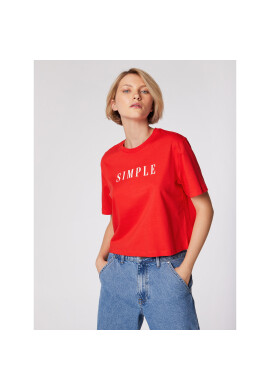 Simple Тишърт TSD501 Червен Cropped Fit - Pepit.bg