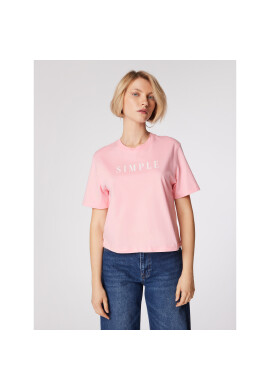 Simple Тишърт TSD501 Розов Cropped Fit - Pepit.bg