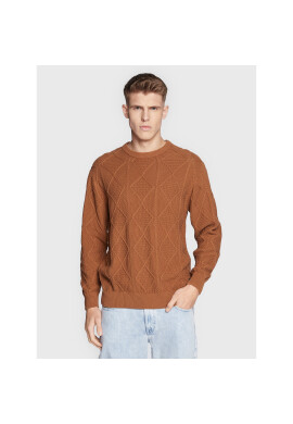 Solid Пуловер Deker 21107351 Кафяв Regular Fit - Pepit.bg