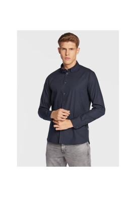 Solid Риза 21103247 Тъмносин Slim Fit - Pepit.bg