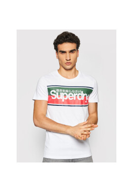 Superdry Тишърт Core Logo Stripe M1010159B Бял Regular Fit - Pepit.bg