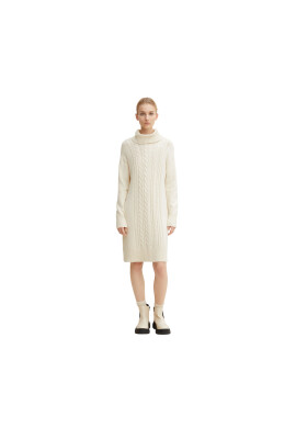 Tom Tailor Плетена рокля 1034064 Бял Regular Fit - Pepit.bg