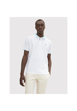 Tom Tailor Тениска с яка и копчета 1031604 Бял Regular Fit - Pepit.bg