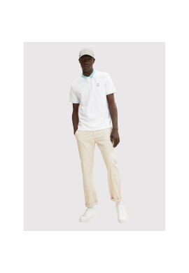 Tom Tailor Тениска с яка и копчета 1031604 Бял Regular Fit - Pepit.bg