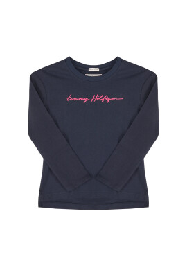 Tommy Hilfiger Блуза Essential Script KG0KG05024 M Тъмносин Regular Fit - Pepit.bg