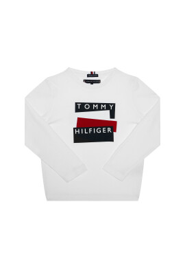 Tommy Hilfiger Блуза Sticker Tee KB0KB05977 M Бял Regular Fit - Pepit.bg