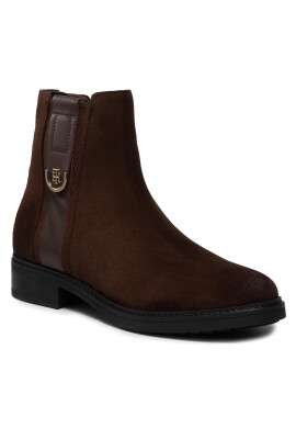 Tommy Hilfiger Боти Hardware Suede Flat Boot FW0FW05974 Кафяв - Pepit.bg