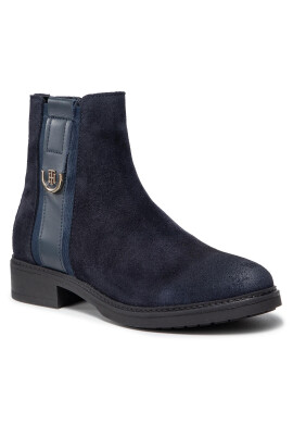 Tommy Hilfiger Боти Hardware Suede Flat Boot FW0FW05974 Тъмносин - Pepit.bg