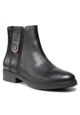 Tommy Hilfiger Боти Th Hardware Leather Flat Boot FW0FW05996 Черен - Pepit.bg