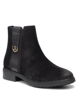 Tommy Hilfiger Боти Th Hardware Suede Flat Boot FW0FW05974 Черен - Pepit.bg