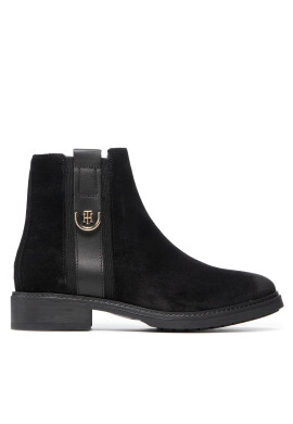 Tommy Hilfiger Боти Th Hardware Suede Flat Boot FW0FW05974 Черен - Pepit.bg