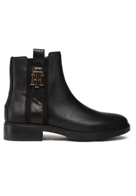 Tommy Hilfiger Боти Th Interlock Leather Flat Boot FW0FW05181 Черен - Pepit.bg