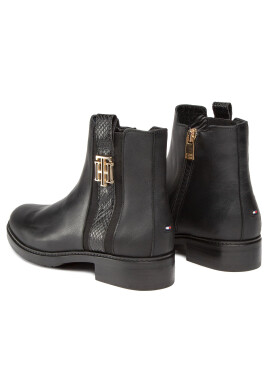 Tommy Hilfiger Боти Th Interlock Leather Flat Boot FW0FW05181 Черен - Pepit.bg